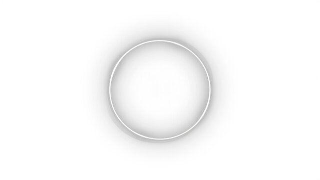 White circle shape with soft drop shadow on clean isolated background. Minimalist geometric design element for digital user interface graphics