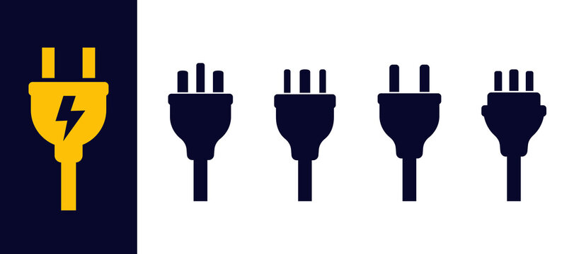 electric plugs icons, power and electricity vector set