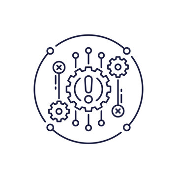 Operational disruption, process error icon in line design