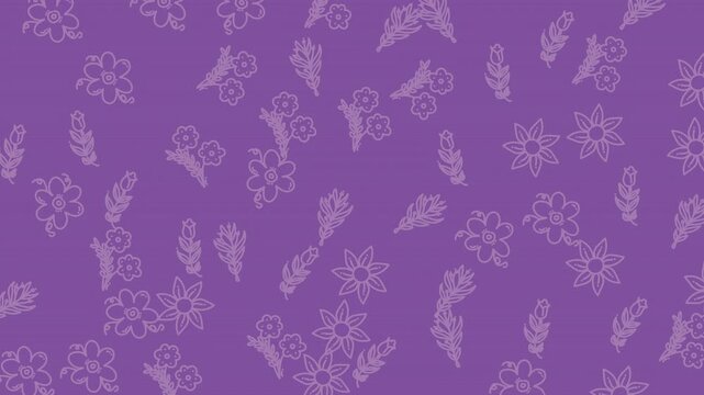 Seamless pattern background with hand drawn floral elements in purple.