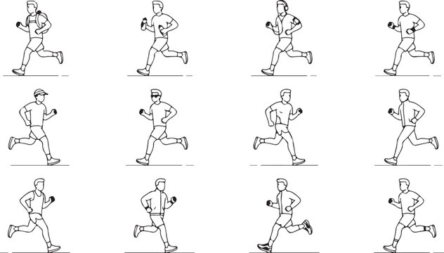 Runner motion sequence for fitness training and race event animation visualization.