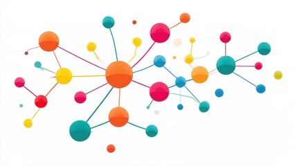 Obraz premium A creative mind map chart clipart, brainstorming process element, colorful connected nodes, flat design, isolated on white background. 