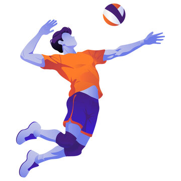 Man Playing Volleyball in Mid-Air