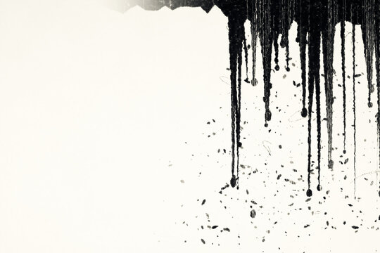 白黒のインクで描いた右上から垂れるインクドリップのモーショングラフィックス背景