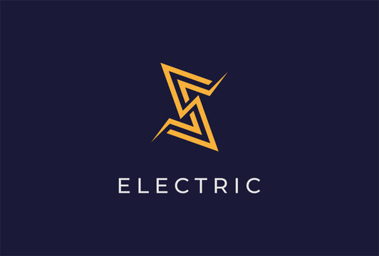 Electric Logo, letter S with lightning bolt combination, tunder bolt design logo template, vector illustration