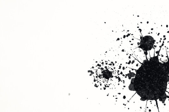 白黒のインクで描いた右端に大小の飛沫が並ぶミニマル背景のタイトルバック素材