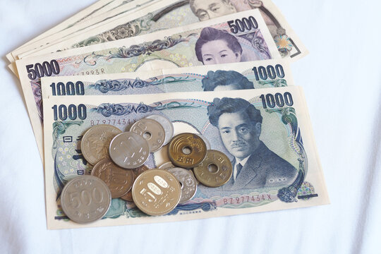 Japanese Yen money. close up of the Japanese yen. currency of Japan that is used to change, buy, sell, accumulate, invest, financial, exchange rate, value, accounting, international exchange