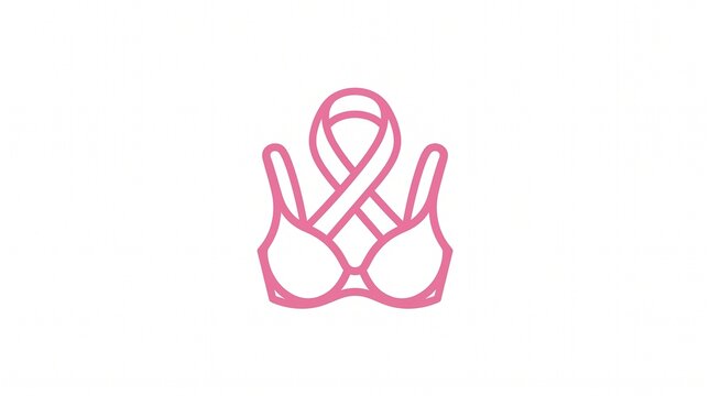 Pink October Awareness Ribbon Created from a Single Feminine Bra Whose Straps Transform into the Ribbon Symbol Representing Breast Cancer Awareness Women's Health Hope and Empowerment