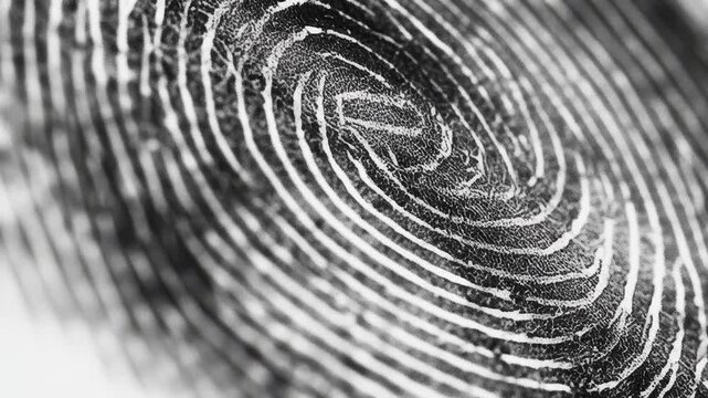 Black Fingerprint Close Up on White Background