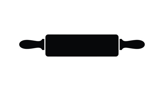 Black silhouette of a rolling pin against a white background