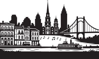 Fototapeta premium new orleans city skyline urban architecture downtown landmark travel tourism america usa landscape metropolitan business culture modern famous district with french quarter river music
