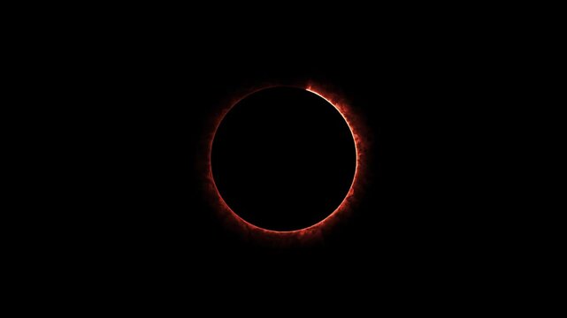red electric solar eclipse ring of fire animation glowing astronomical phenomenon dark background motion graphic element seamless looping video asset 3840x2160 4k