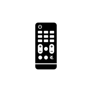 Black smart television remote control icon isolated on transparent background.