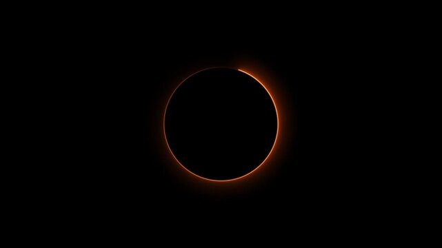 orange solar eclipse ring of fire animation glowing astronomical phenomenon dark background motion graphic element seamless looping video asset 3840x2160 4k