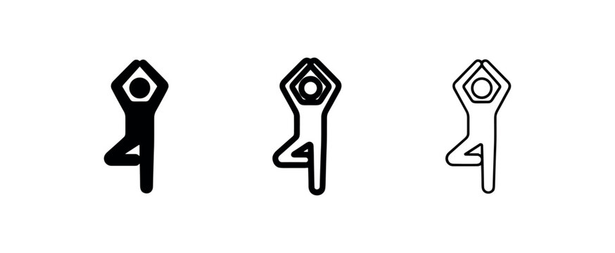 Yoga pose icon set