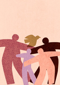 People illustration stylized human figures with copy space