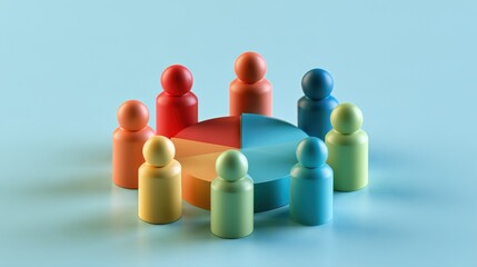Obraz premium Market segmentation colorful customer groups demographic analysis audience targeting consumer behavior business strategy data visualization flat design front view marketing analytics theme 3D render.