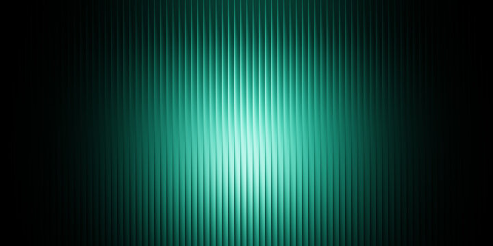 Vertical teal lines with a bright center light gradient on a dark black background with textured pattern glowing stripes create textured effect center dimensionality illumination symmetrical art