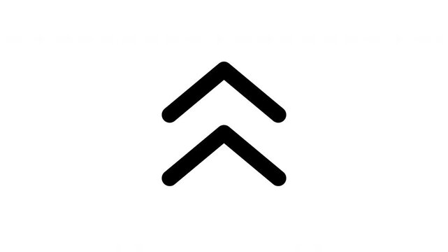 Double Up Arrow Chevron Fast Forward Direction Movement Icon Animation on White