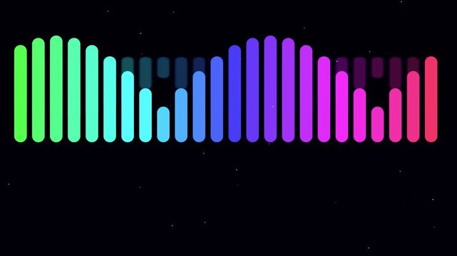 Dynamic colorful audio equalizer bars moving in 4K loop