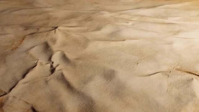 Wrinkled beige parchment paper surface with aged texture and warm natural tones