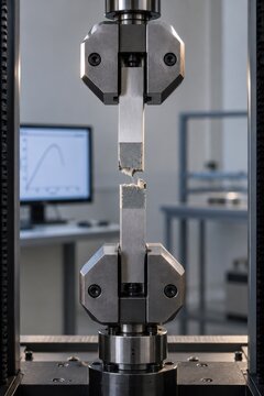 Metal sample breaking in a tensile testing machine