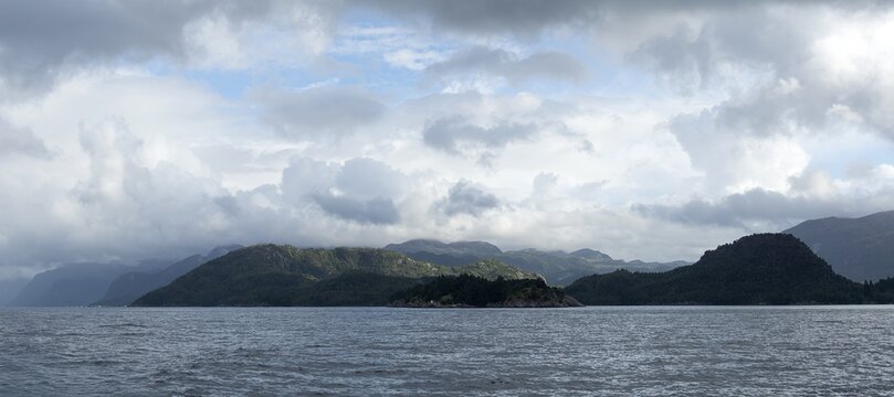 H&oslash;gsfjord Rogaland landscape with mountains and clouds