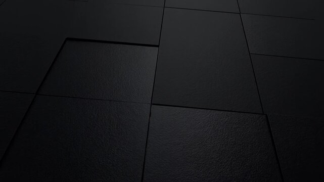 Dark textured tiled surface with geometric grout lines in low light