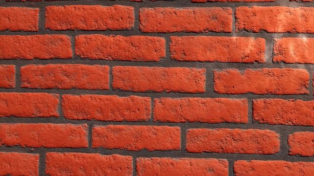 Orange Brick Wall Texture Close Up Showing Rough Masonry and Dark Mortar Lines