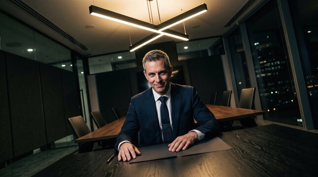 Confident businessman in modern office