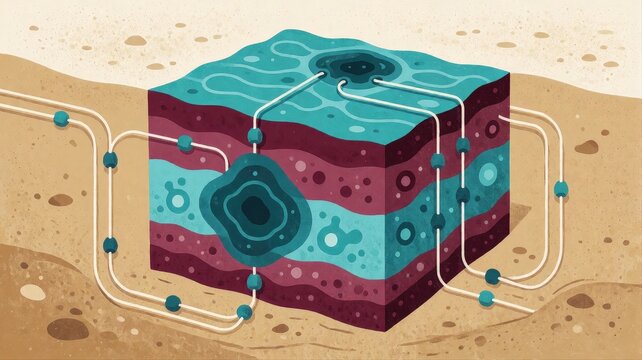 Cross-Sectional Illustration of Human Skin Layers and Cell Components