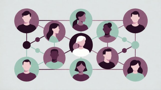 Representation of diverse interconnected people in a social network diagram