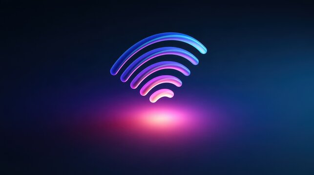 Wireless signal spectrum flat design top view electromagnetic wave field 3D render Triadic Color Scheme. 