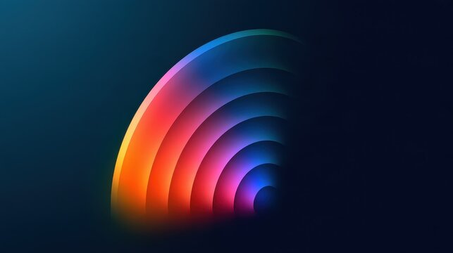 Wireless signal spectrum flat design top view electromagnetic wave field 3D render Triadic Color Scheme. 