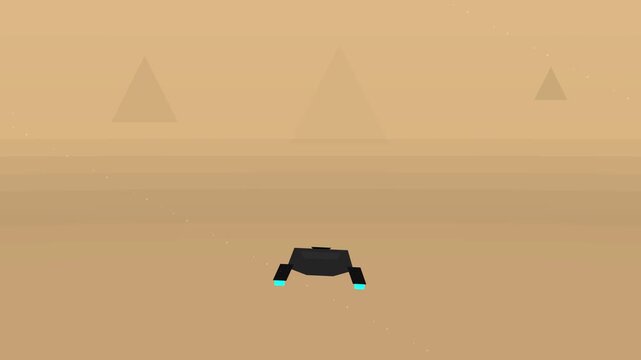 Animated robot walking in desert landscape 4K stock video