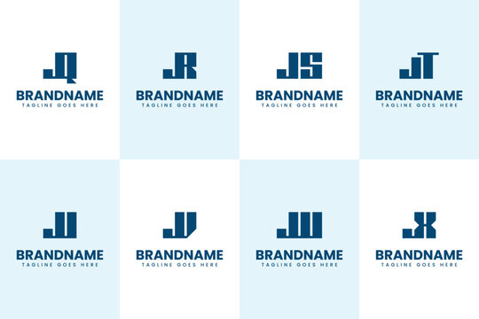 Letters JQ JR JS JT JU JV JW JX Logo Monogram Set, for QJ RJ SJ TJ UJ VJ WJ XJ initials