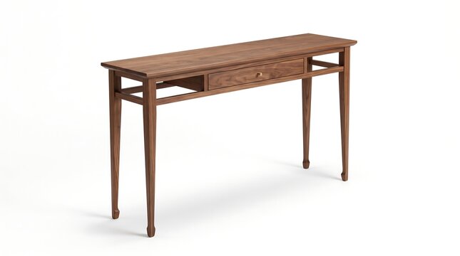 Narrow brown wooden console table with intricate carved details carved wood entryway table