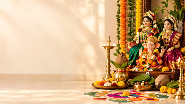 Gauri Ganpati Gauri Pujan Gauri Avahan Gauri Visarjan Ganesh Chaturthi Ganpati Bappa Beautiful Traditional Maharashtra Festival Worship and Celebration