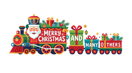 Fototapeta premium Merry Christmas Train with Santa and Presents
