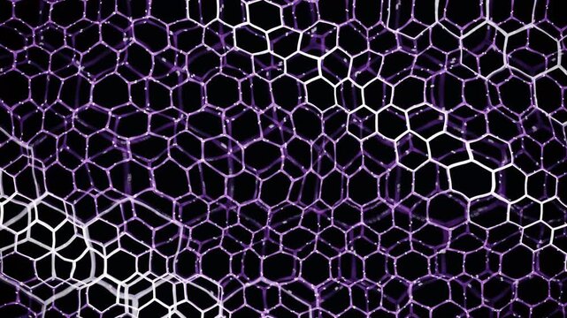 Abstract purple hexagon network animation futuristic geometric background loop