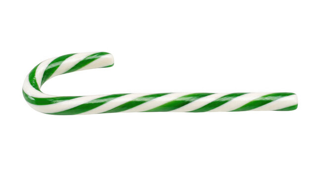 Striped green and white candy cane sweet as isolated on with christmas as isolated on transparent background