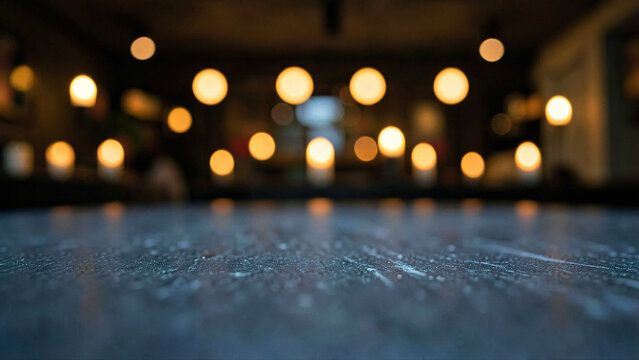 Dark Walnut Wood Tabletop on Sophisticated Open Air Rooftop Bar with Backlit Onyx Counter Luxury Cit