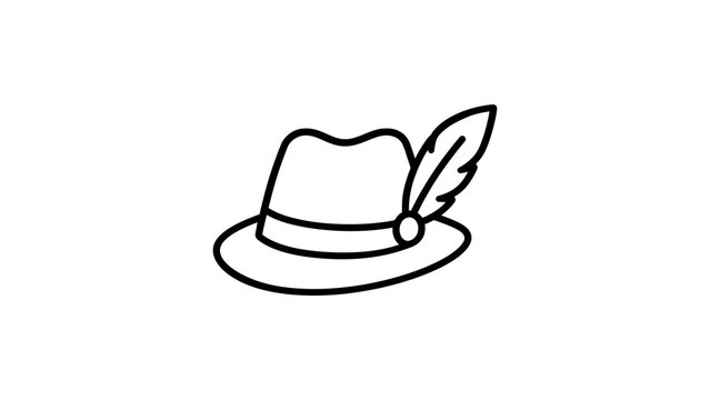 Classic hunting hat icon decorated with feather for outdoor apparel.