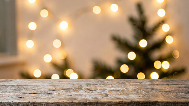 Timber a rustic weathered oak table top completely clear for cozy fairy lights display