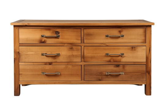 Rustic wooden six drawer dresser