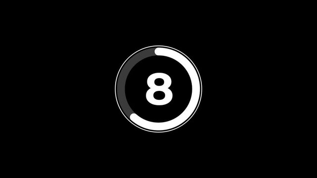 Countdown timer circles with numbers animating clockwise on black background for motion graphics and event openers