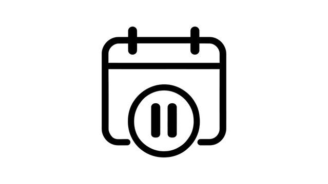 Black outline schedule pause calendar icon for appointment suspension.