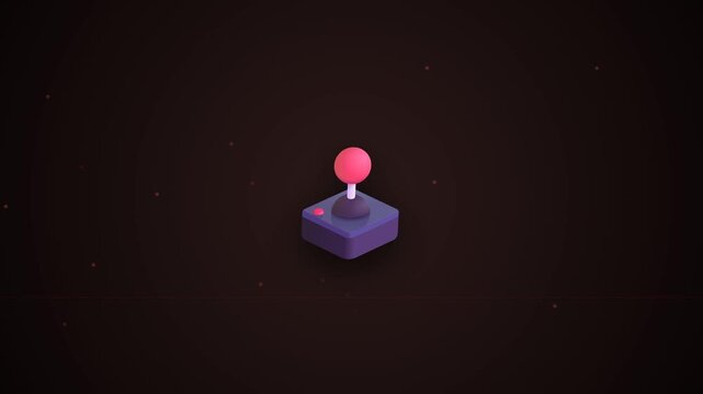 Glowing red sphere on purple cube against dark background.