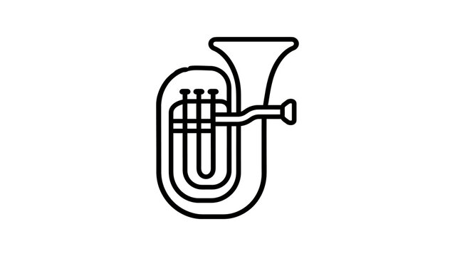 Brass tuba musical instrument vector icon in minimalist line style.