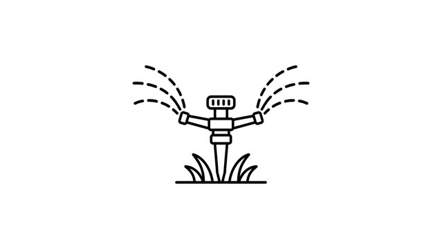 Lawn sprinkler line icon representing automatic grass irrigation system.
